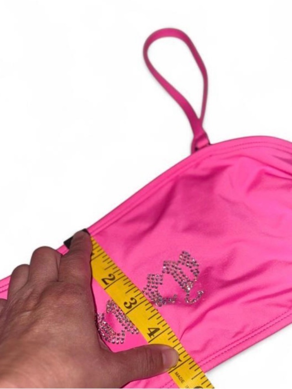 Juicy Couture Hot Pink Bandeau Swim Top with Rhinestone Logo size XL - Picture 4 of 8